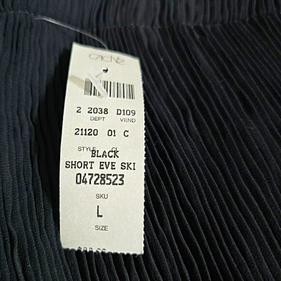 Vintage Nos Cache Black Accordion Pleated Skirt L Womens Flounce Hem Pull On - Picture 7 of 8